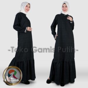 GAMIS HITAM MODEL REMPEL BAWAH KATUN JEPANG MOTIF