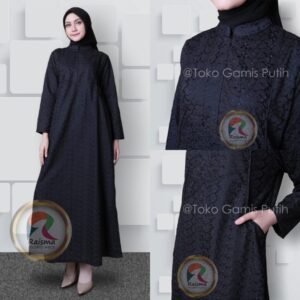 Raisma Gamis Umroh Haji Hitam 057 Kantong Princes / Gamis warna Hitam Polos Remaja