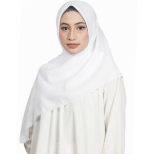 Jilbab warna putih hitam bw katun segiempat