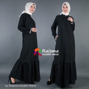 GAMIS HITAM MODEL REMPEL BAWAH KATUN JEPANG MOTIF