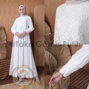 RSM FC Raisma Gamis Syar’i asdf Putih Muslim Modis Modern Broken White