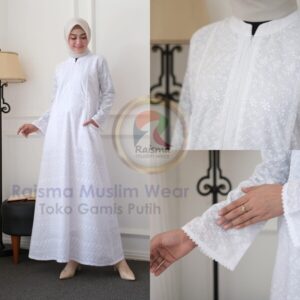 RAISMA GAMIS PUTIH / GAMIS PUTIH UMROH / GAMIS PUTIH WANITA / GAMIS PUTIH JUMBO / GAMIS UMROH