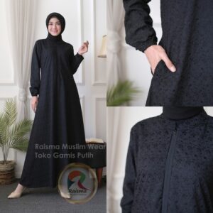 Gamis Hitam Motif Timbul Gamis Hitam Adem gamis Hitam Katun Jepang / RAISMA GAMIS HITAM UMROH