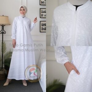 GAMIS Putih UMROH / GAMIS PUTIH JUMBO / PERLENGKAPAN UMROH WANITA / gamis putih jumbo ld 120