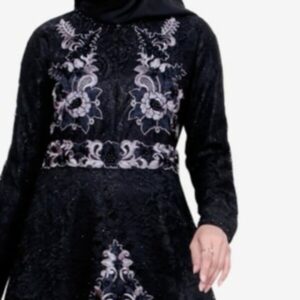 RAISMA GAMIS HITAM PESTA CANTIK MOTIF BURKAT