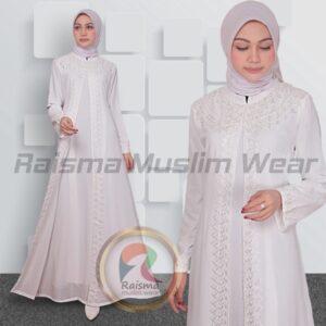 GAMIS PUTIH BURKAT CANTIK / GAMIS PUTIH LEBARAN / GAMIS PUTIH PESTA / GAMIS UMROH CANTIK