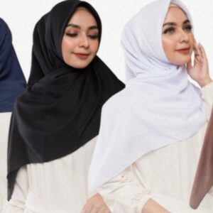 Jilbab warna putih hitam bw katun segiempat