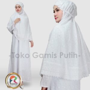 1 Set Gamis Putih Dan Bergo / Gamis Putih Jumbo Size Besar