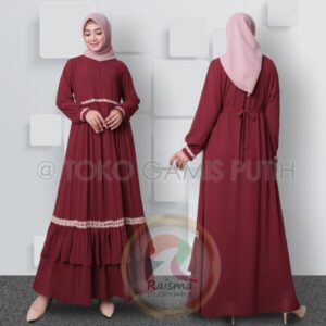 Raisma MW – GAMIS CERUTI WARNA HITAM, PUTIH, MARUUN, MOCAA, UNGGU VARIASI RENDA CANTIk